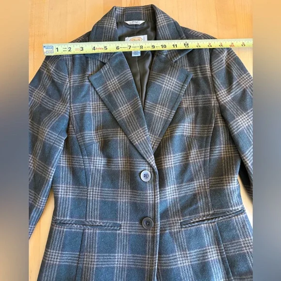 Talbots Plaid Wool Blazer 2 Petite Hunter Green *Made in USA - Picture 9 of 10